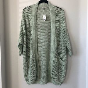 Ecote Sage Green Open Knit Cardigan